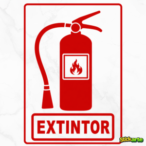 Cartel Extintor Adhesivo 29x20 cm Rojo con Transfer