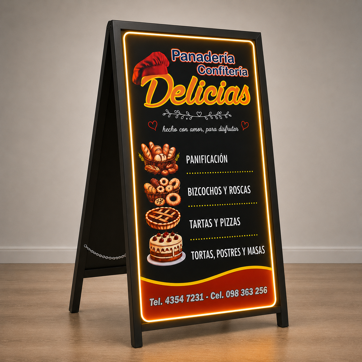 Pizarrón Luminoso Doble Cara con LED – 150 × 60 cm - Imagen 2
