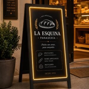 Pizarrón Luminoso Doble Cara con LED – 150 × 60 cm