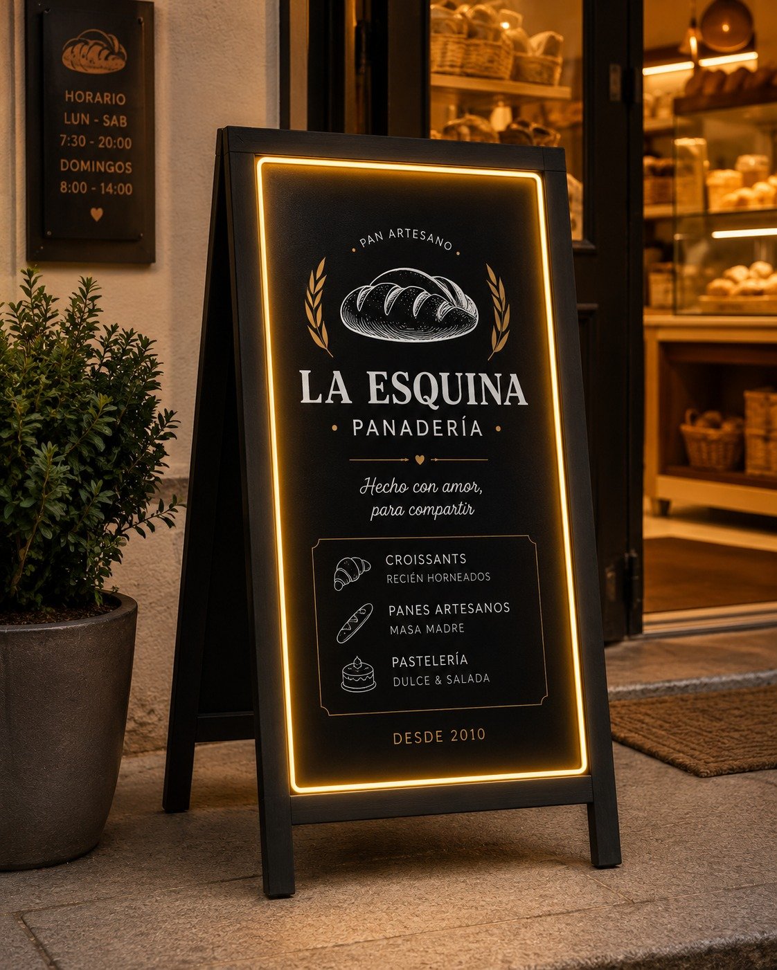 Pizarrón Luminoso Doble Cara con LED – 150 × 60 cm