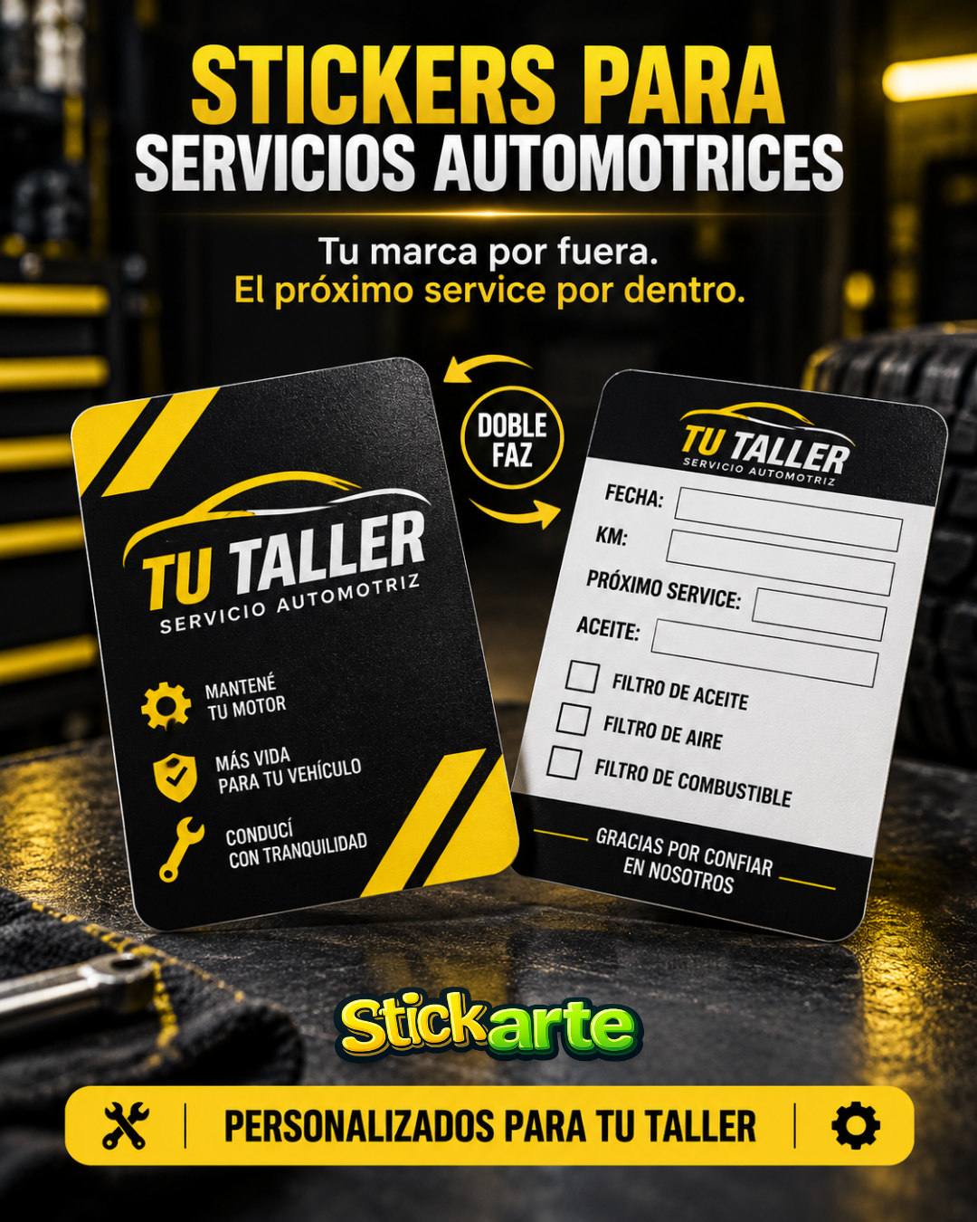 160 stickers para service automotriz doble faz – 6 × 6 cm