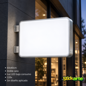 Cartel LED rectangular doble faz 60x40 cm