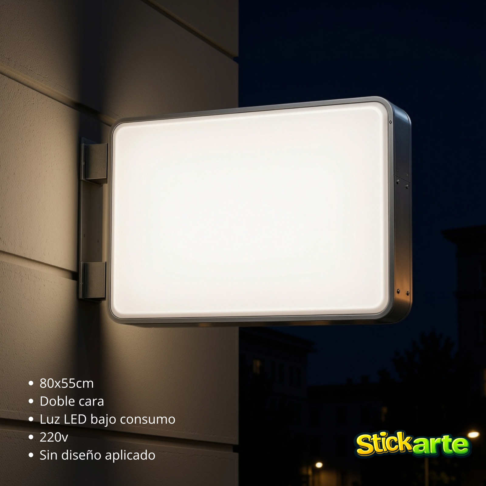 Cartel LED rectangular doble faz 80x55